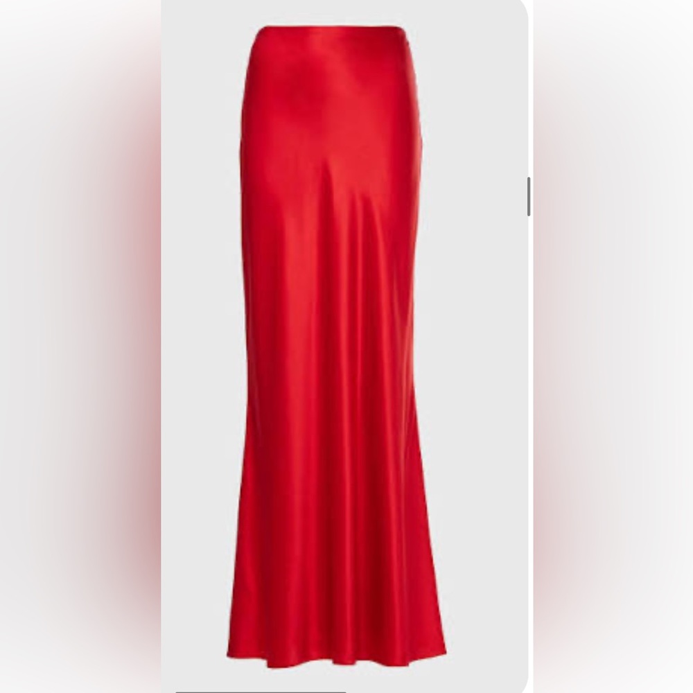 Anthropologie Vibrant Red Maxi Silk Skirt